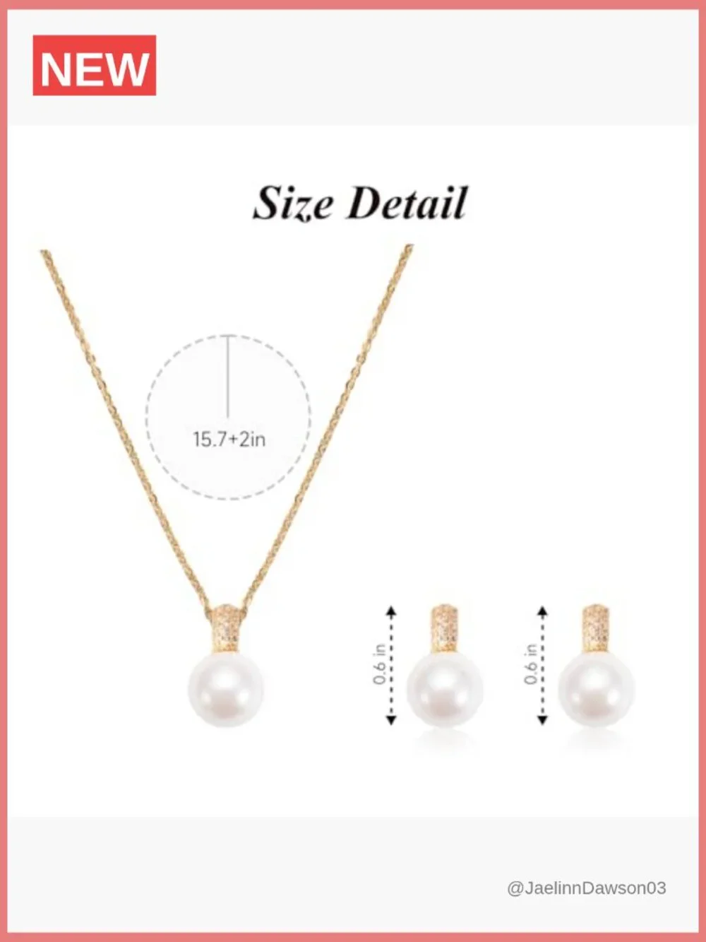 Classic Pearl Necklace & Earrings Set 14K Gold Plated